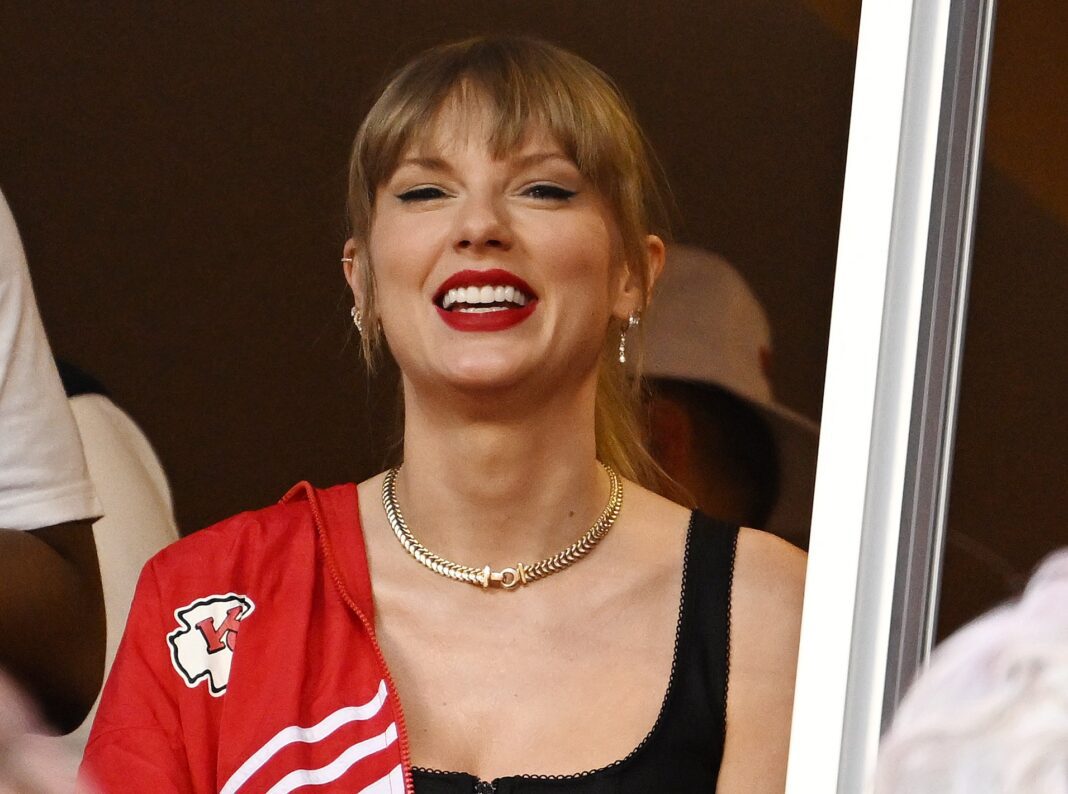 Taylor Swift Rocks Chiefs Merch and Reputation Miniskirt at Travis Kelce’s Game