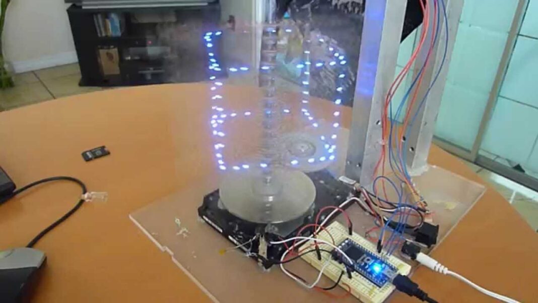 Experience the Mesmerizing Whirlygig Volumetric Display LPC1768 Demo (2014) [video]