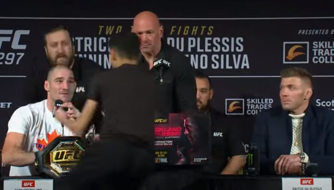 Wild Fan Crashes the Stage to Meet Sean Strickland at UFC 297 Press Conference- Must See!