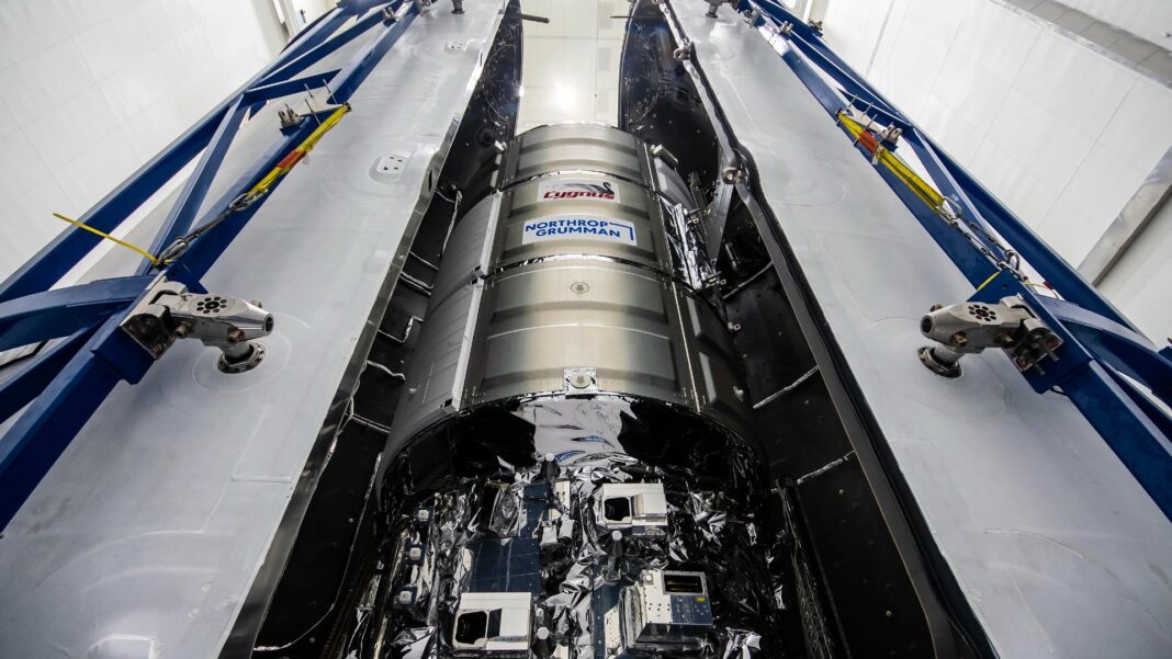 Modifying SpaceX Falcon 9 Rocket for Northrop Grumman Cygnus Cargo Launch on Jan. 30
