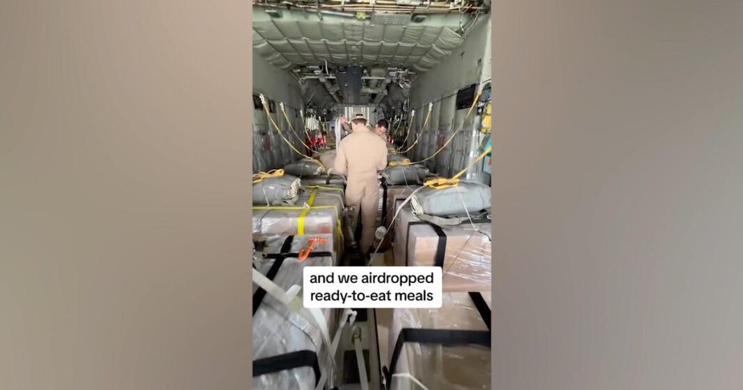 Experience the Action: Airdropping Food into Gaza from a U.S. Military Cargo Plane