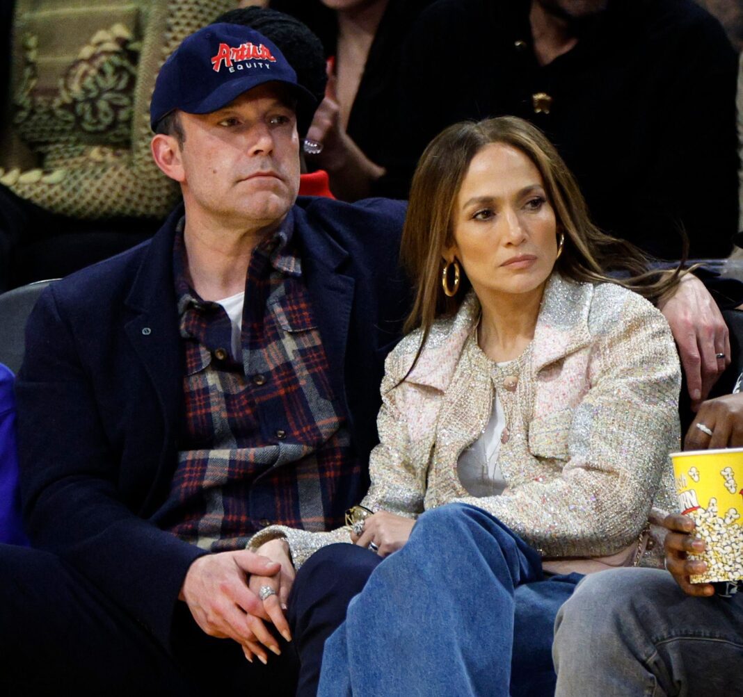 Jennifer Lopez Rocks Glittery Party Boots and Baggy Jeans at Basketball Game