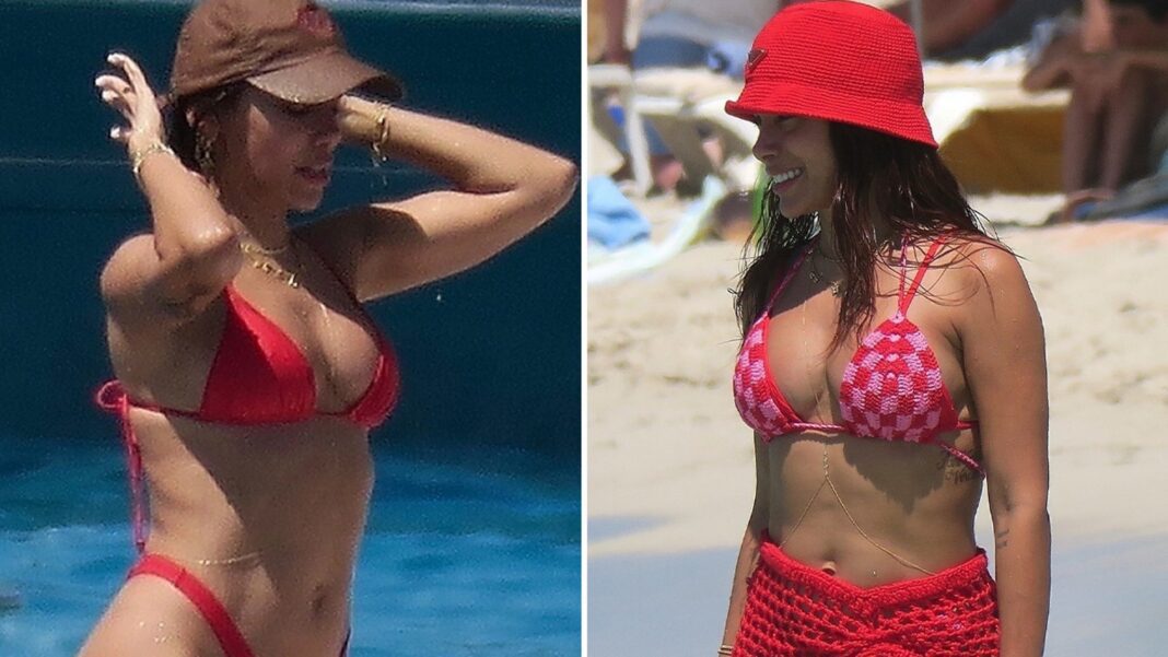 Singer Anitta Swims Through Spain in Red-Hot Bikini Shots